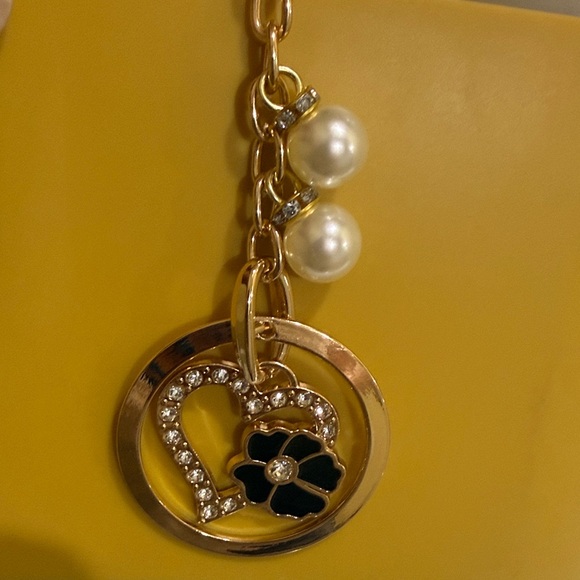 Accessories - Elegant Gold & Black Floral Bag Charm NWOT